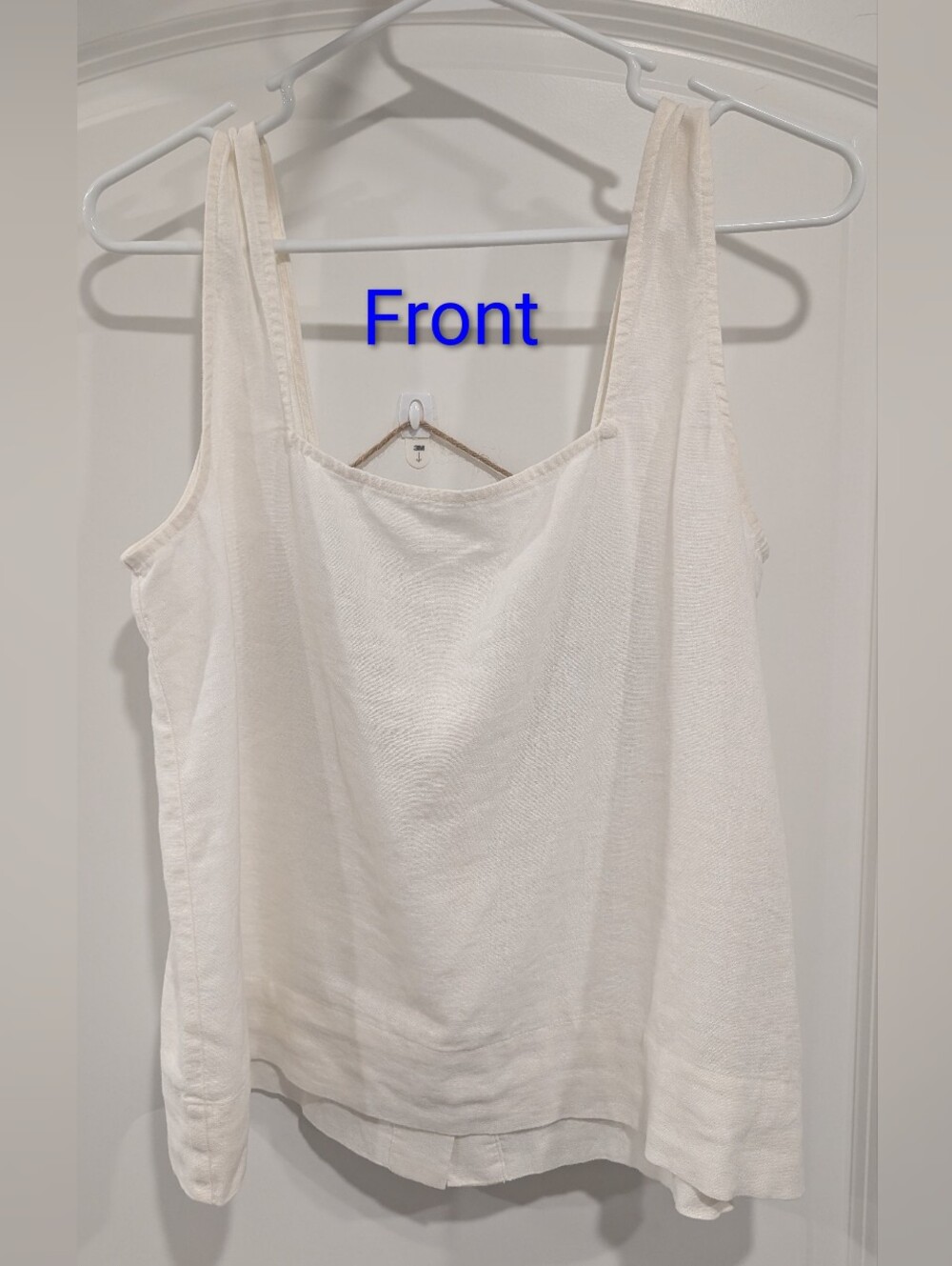 LC Lauren Conrad Cream Linen-Blend Square Neck Tank Size M